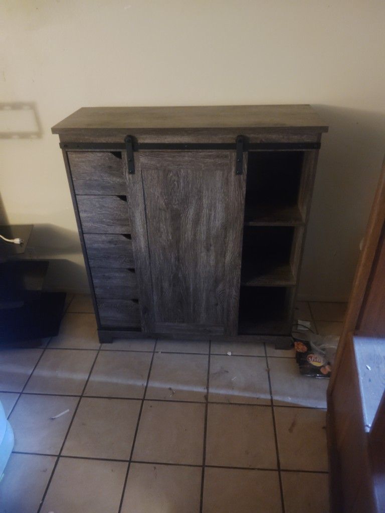 Sliding Door Chest Of Drawers And Shelves