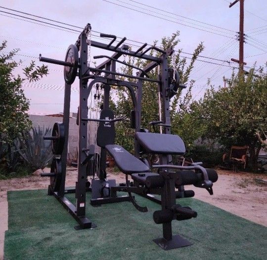 Vesta Smith Machine 1001 | Adj Bench W/ Leg Developer And Preacher Station |Gym Equipment | Fitness | Pulleys|🔴WEIGHTS AND BARBELL SOLD SEPARATELY 🔴