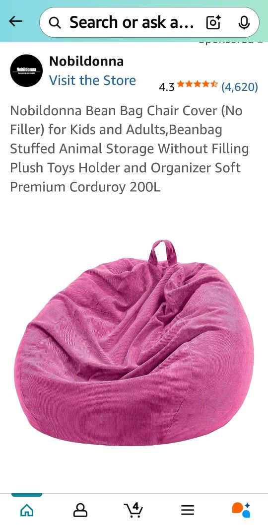 Stuffable bean bag chair