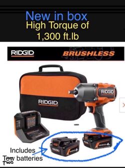 RIDGID High Torque 1,300 Impact Wrench Kit Brand NEW