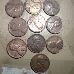 Usa 🇺🇸 Pennies 1923,1935d,1952s,1953d,1954d,1954s,1951d,1958d,1956d 