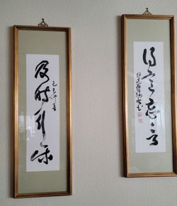 Framed Chinese handwritten Caligraphy 12x37