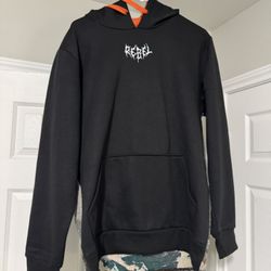 Rebel Vengeance Hoodie Mens Size L Black Skeleton Napoleon Sweater Fleece