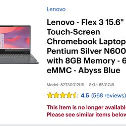Lenovo Flex 3 15.6” Chromebook Laptop