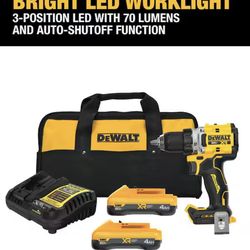 DEWALT 20V XR Lithium-Ion Cordless Brushless 1/2 in. Drill/Driver Kit with (2) 4.0 Ah Batteries and Charger