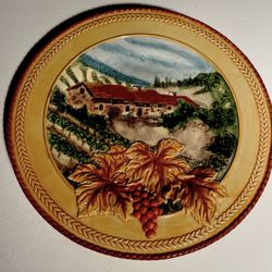 Fitz and Floyd Del Vino FF Handcrafted Round Platter, 12 1/2" Dia x 1 1/4" High