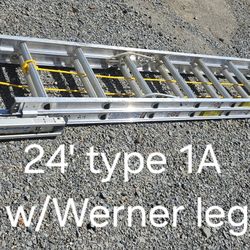 24' Werner aluminum ladder -type 1A(300#)-w/Werner single leg