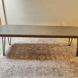 Mid Century Modern Style Wooden Coffee Table with Metal Legs