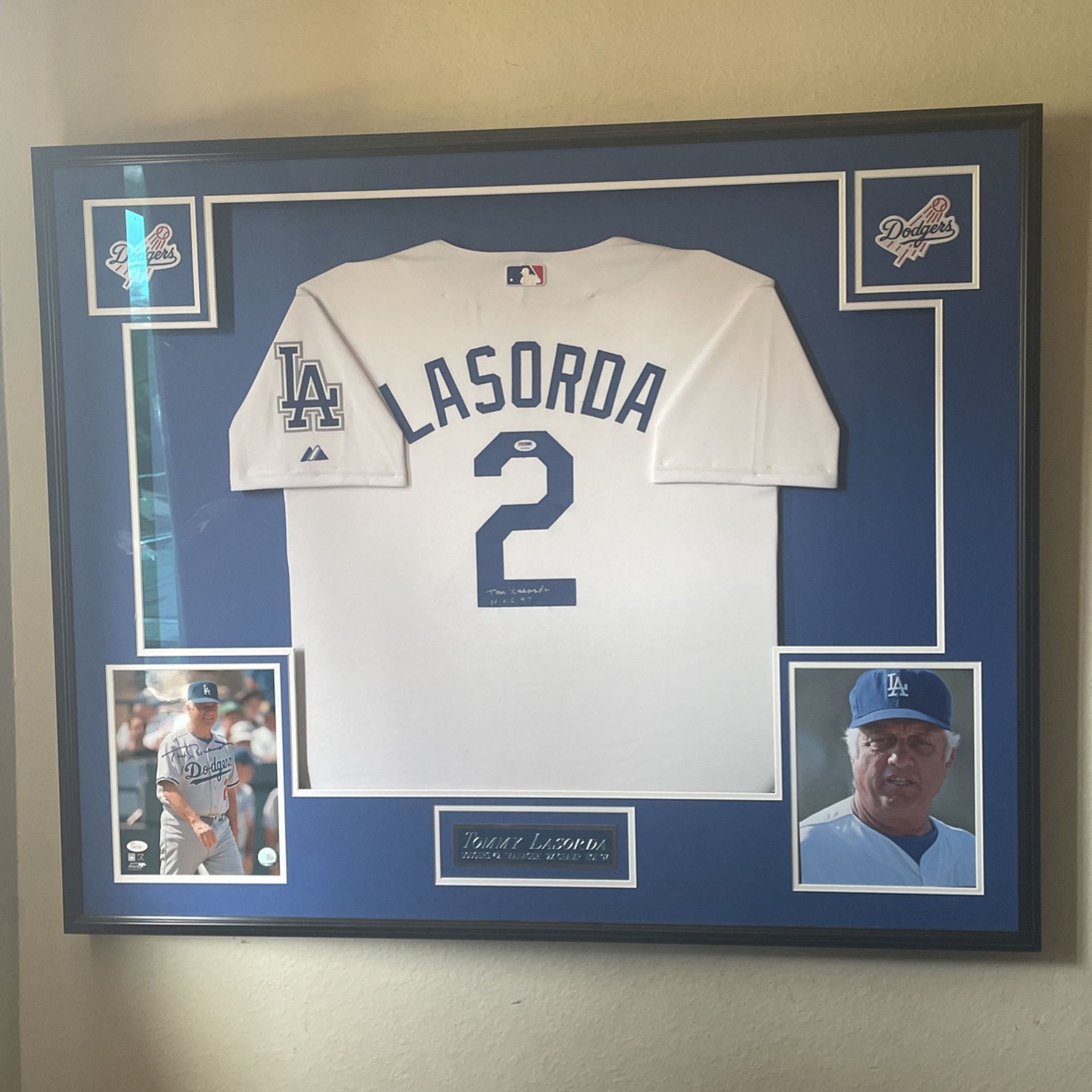 Tommy Lasorda Double Autographed Jersey JSA authenticated for