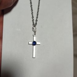 blue sapphire cross necklace 