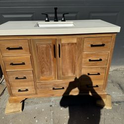 48”1/8 Long Bathe Vanity Solid Teak Wood
