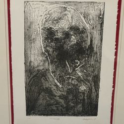 FREIDA VREDAPARIS (1928-) 1968 Surrealist Collagraph Print "BOURINAGE" Sgd. 3/25