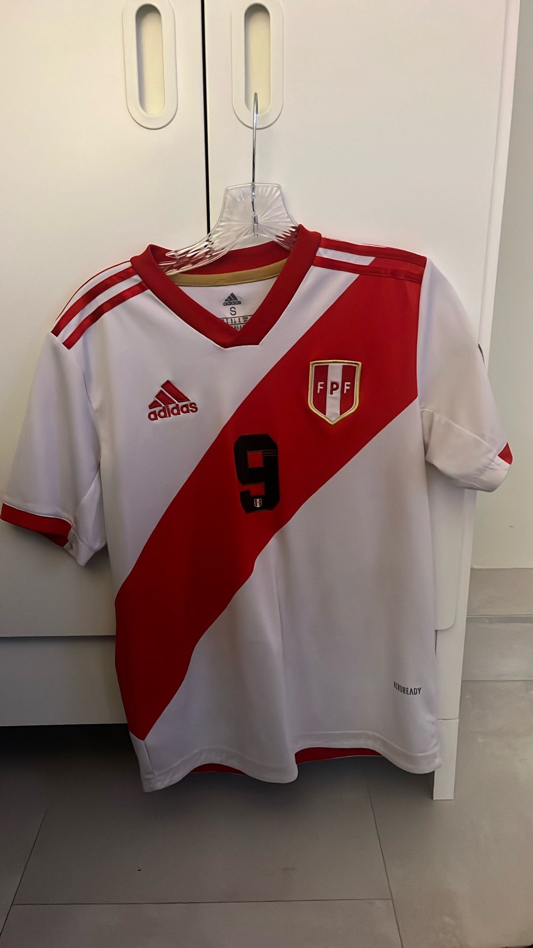 Peru National Team Jersey – #9 with FIFA Badge – Size Small – $55