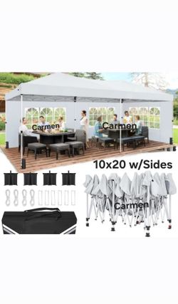 10x20' Easy Up Canopy with Removable Sidewalls Waterproof Folding Wedding Party Tent Outdoor Black Brand New