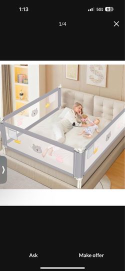 Height Adjustable Bed Rail for Toddlers, Kids Safety Baby Bed Rail for king size