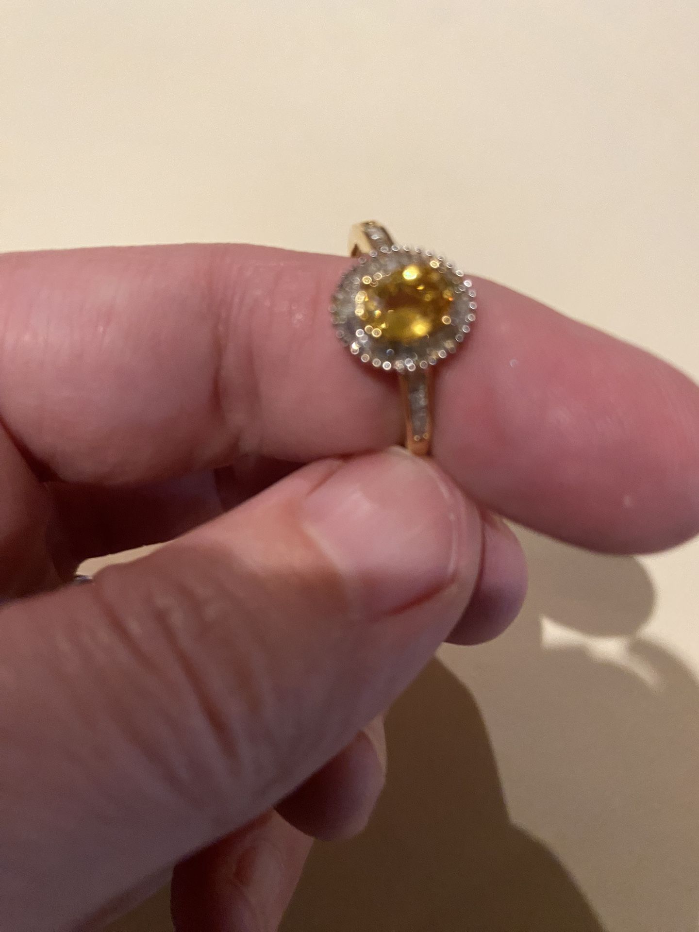 Genuine Yellow Sapphire & Diamond Ring - Sz 9