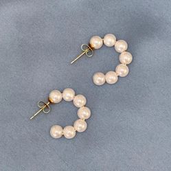 Stainless Steel Pearl Hoops