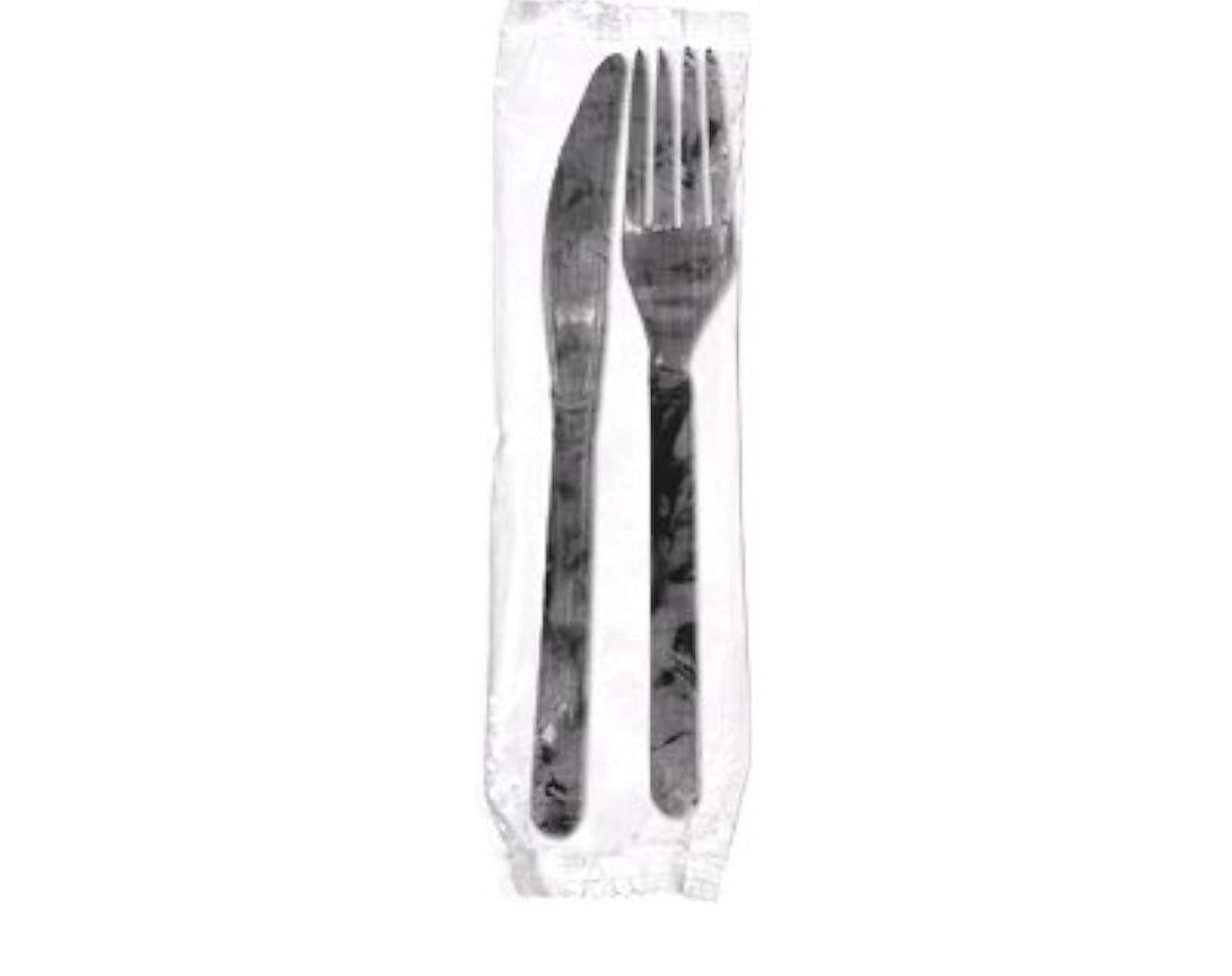 2-in -1 Disposable Set Fork and Knife Kit Black 