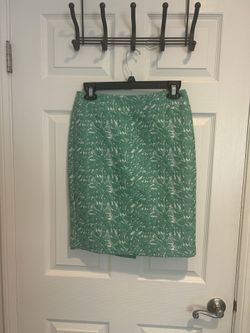 Green Leaf Print Pencil Skirt – Knee Length