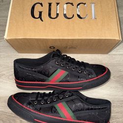 New Gucci Tennis 1977 Off the Grid Low 'Black’ Low Top Sneakers Size 11