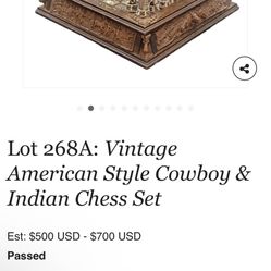 Vintage Chess Set, Cowboy V Indian 