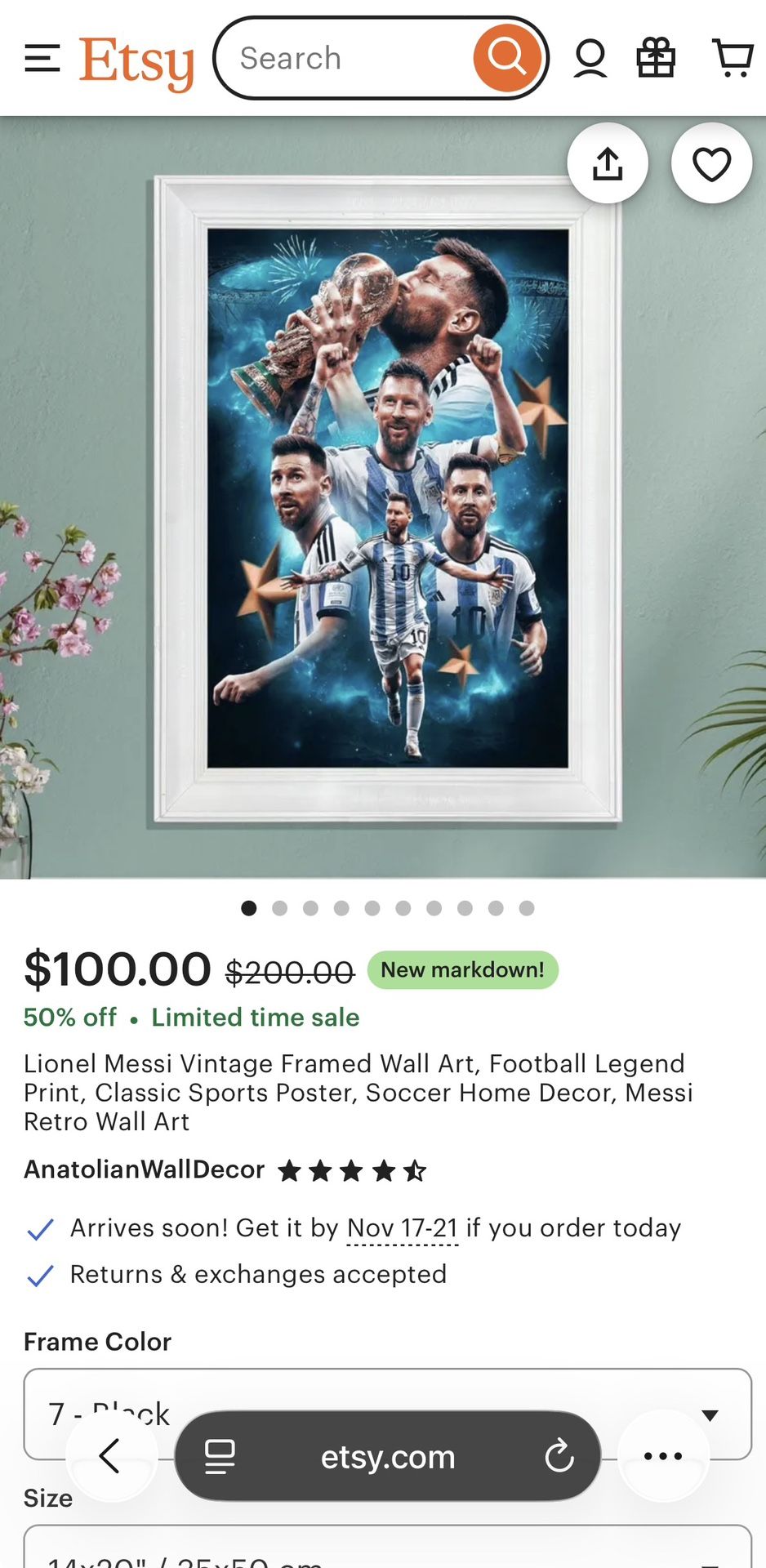 Lionel Messi Vintage Framed Wall Art, Football Legend Print, Classic Sports Poster, Soccer Home Decor, Messi Retro Wall Art