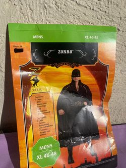 Zorro Halloween Costume Mens XL 46-48