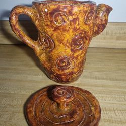 Antique 1977 handmade ceramic teapot -very unique treasure