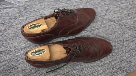 Churchs English Shoes Burgundy Leather Wingtip Brogue Oxford Size 10