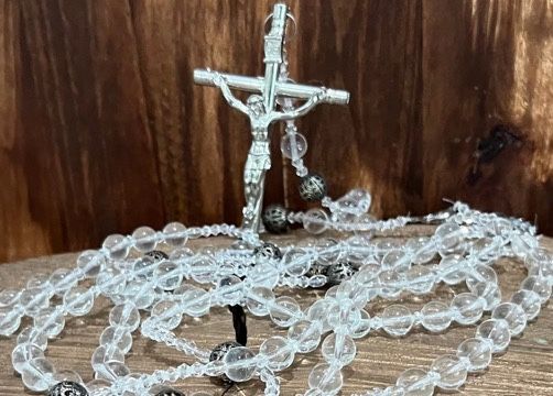 Wedding Lasso Rosary with Cross and Acrylic Beads Chain Religious Jewelry