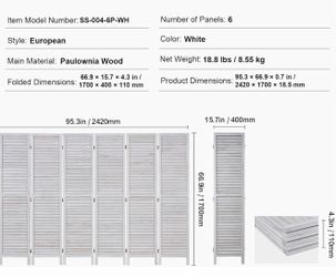 BrandNew 6 Panel Wood Room Divider