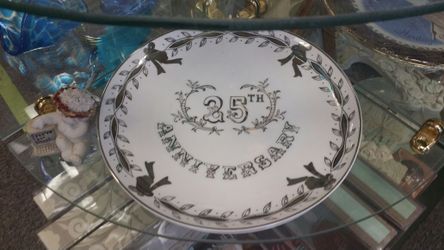 25th anniversary silver rimmed plate.