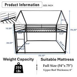 Metal Full Over Full Bunk Bed Frame