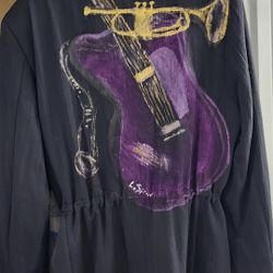 Mens Jacket Hand Painted Has Draw String Waist