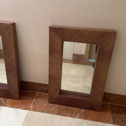 3 Mirrors For Sale with Dark Wicker Border