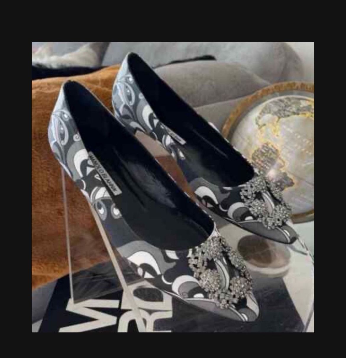 Manolo Blahnik Hangisi Embellished Satin Sz 11