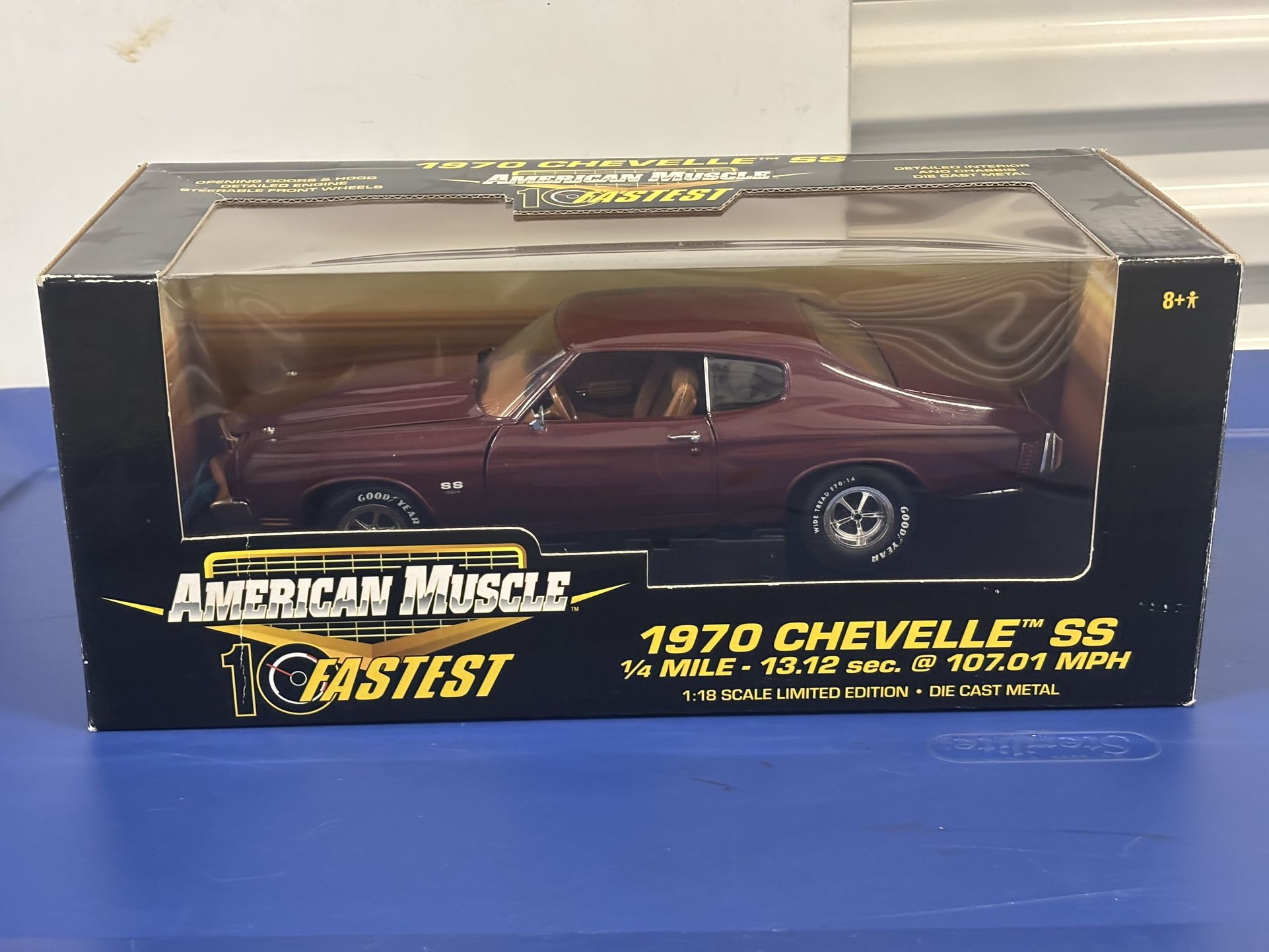 DIECAST Ertl American Muscle 10 Fastest 1970 Chevy Chevelle SS 1:18 Scale Maroon Metalic