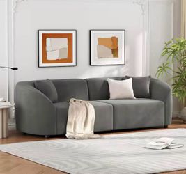 Nymora 87.25 in. Modern 3-seater Velvet Curved Sofa with Pillows