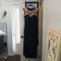 Dark Blue & Gold Formal Dress