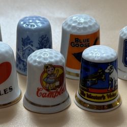 Set of 11 Vintage Thimbles-Morton Salt, Micky Mouse, Enesco, MORE
