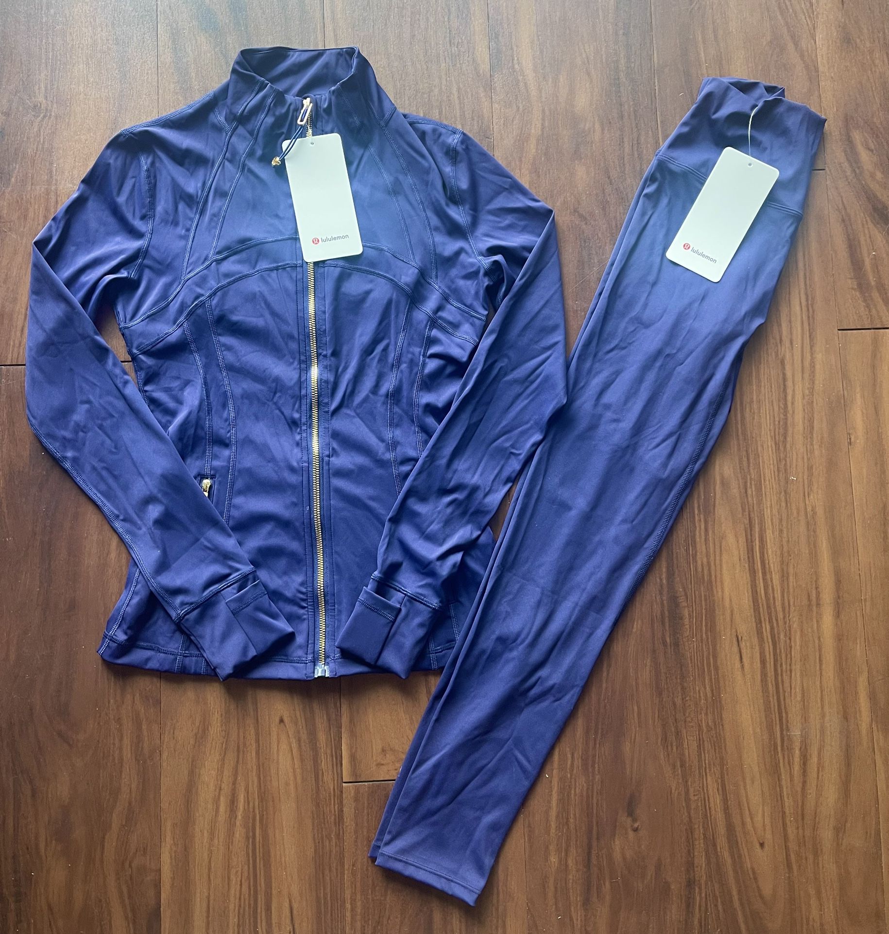 Blue & Gold Lululemon Define Jacket & Leggings Set-Size 6