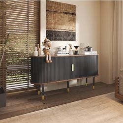 54" Sideboard Tambour Storage Cabinet