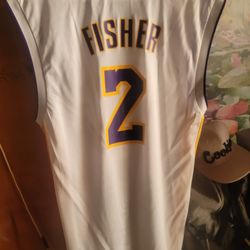Adidas Derek Fisher #2 Los Angeles Lakers White Alternate NBA Jersey