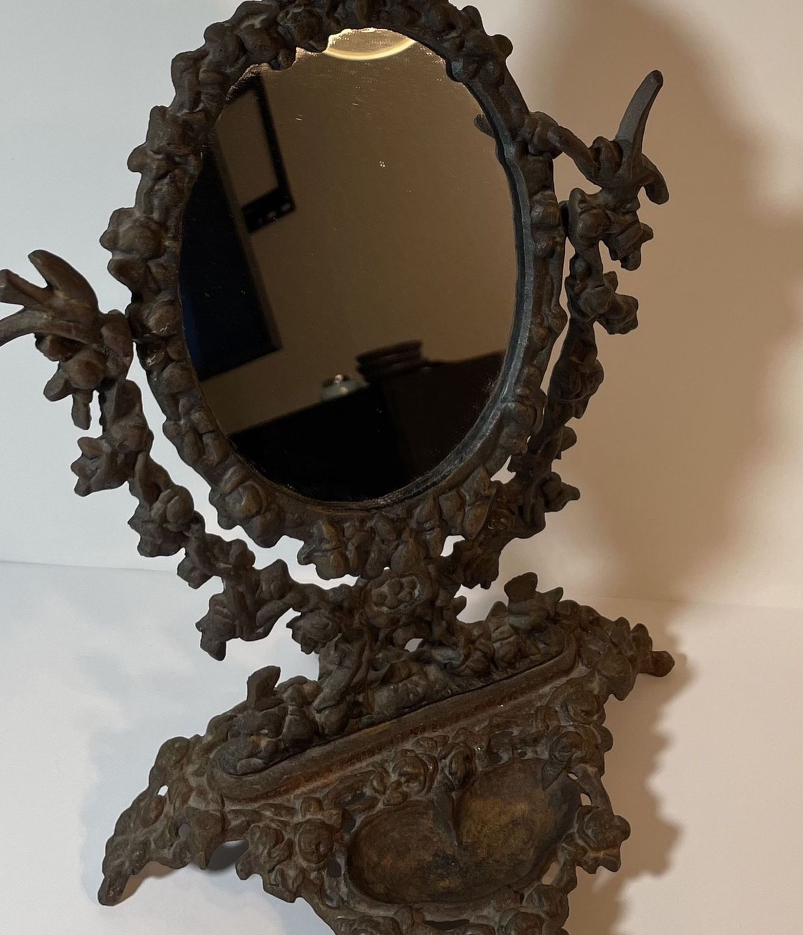 Antique Mirror And Jewelry Holder