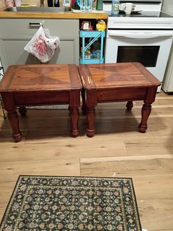 Pair of hard soild wood  end/side tables