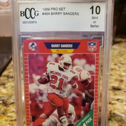1989 Proset Barry Sanders Graded Bccg Graded Card Mint 10