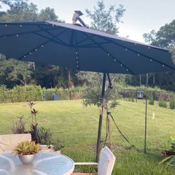 Patio Cantilever Umbrella And 5 Piece Metal Patio Set