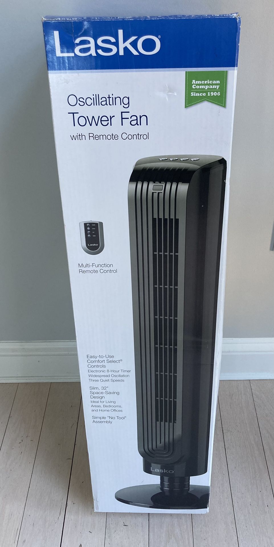 Lasko Oscillating Tower Fan w/ Remote Brand New 32” Model T32200