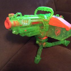 Nerf Vulcan EBF-25 Gun Green Clear See Through (Works Great)(Cross Posted)