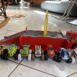 Blaze & the Monster Machines Truck Carrier + 7 Character Trucks (Blaze, Crusher, Stripes, Starla, etc.)